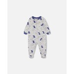 Deux par Deux DEUX PAR DEUX - Pyjama de bébé en coton bio gris chiné avec imprimé de chiens
