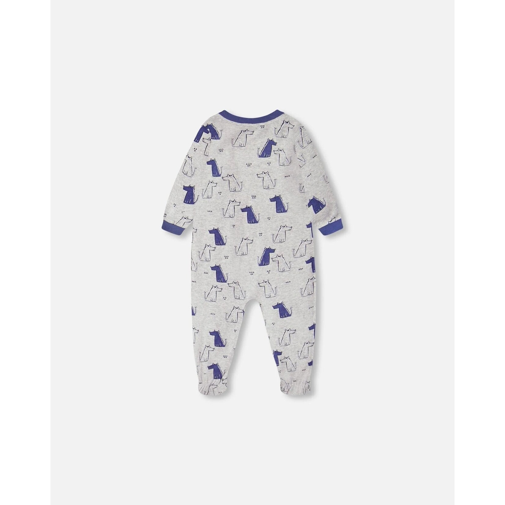 Deux par Deux DEUX PAR DEUX - Organic Cotton Baby Pyjamas in Heather Grey with Dog Print