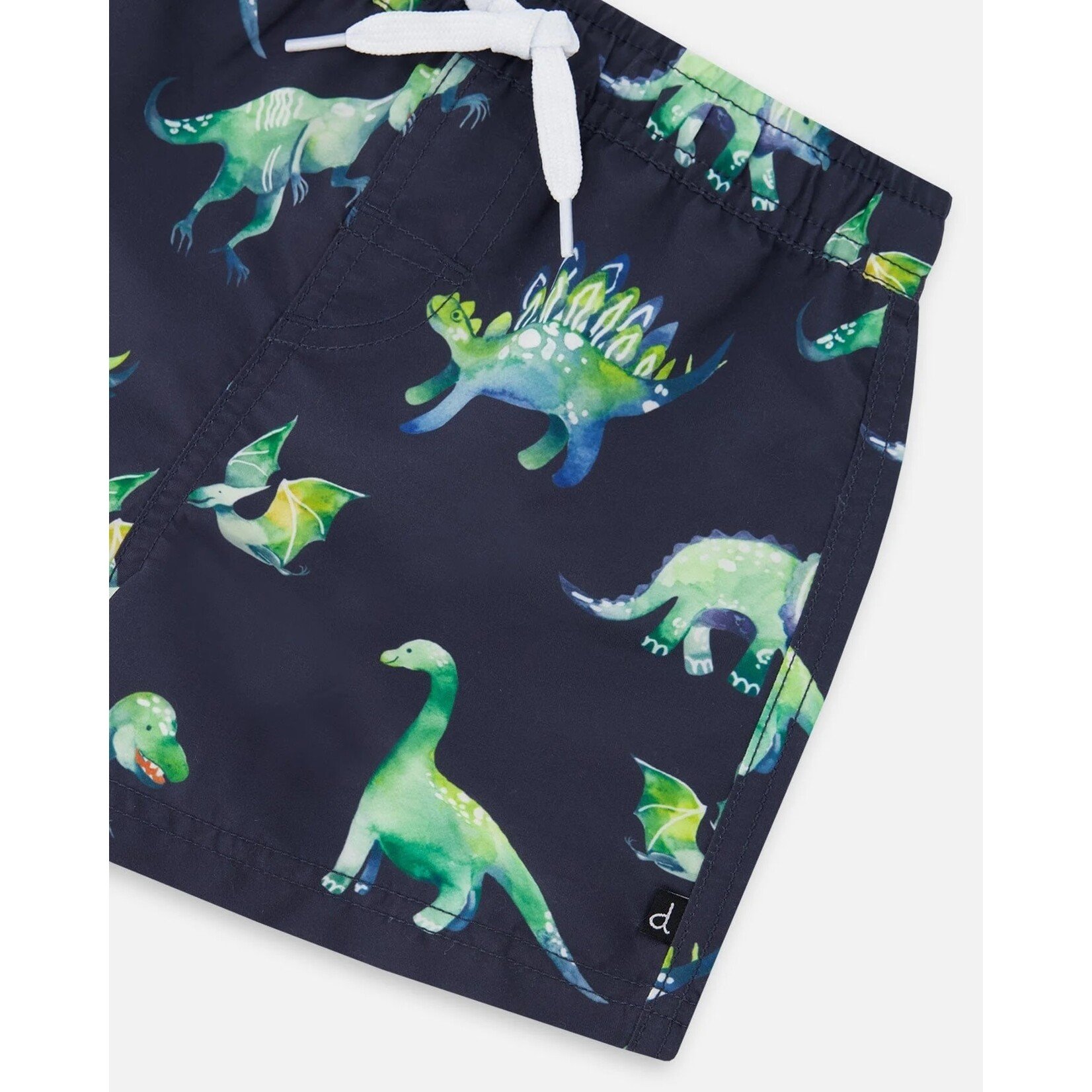 Deux par Deux DEUX PAR DEUX - Short maillot gris foncé avec imprimé de dinosaures aquarellés UPF50+