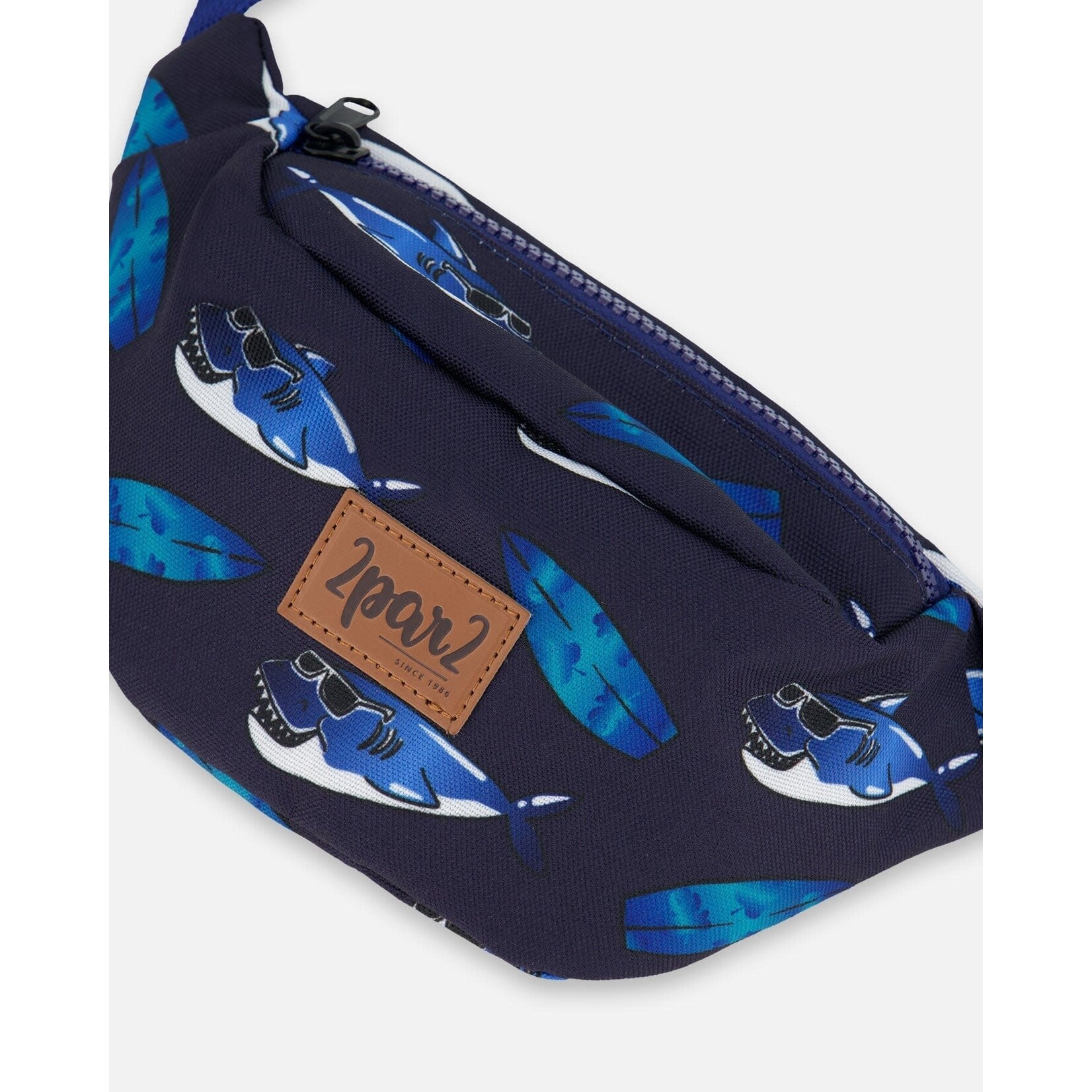 Deux par Deux DEUX PAR DEUX - Navy Fanny Bag with Shark Print