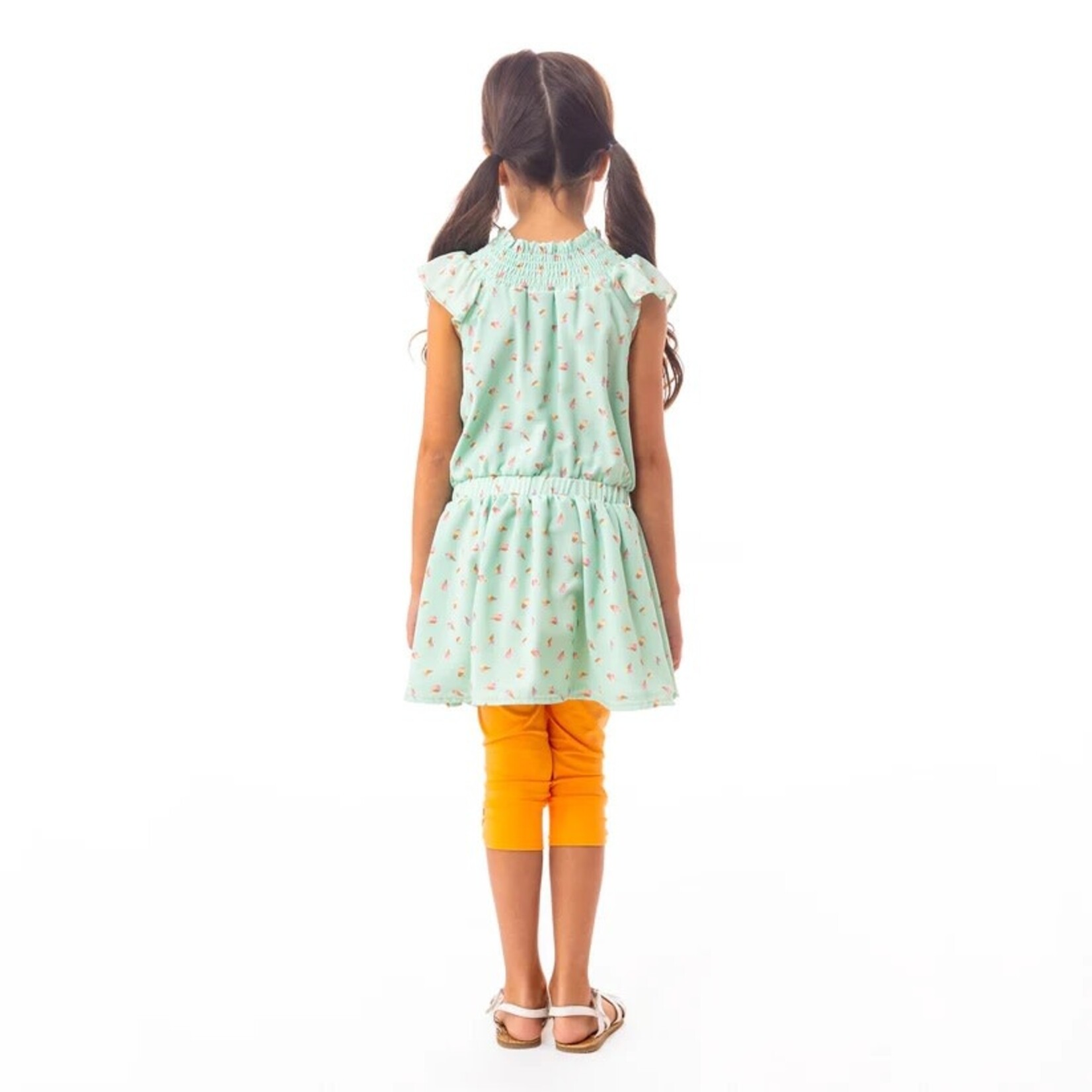 Nanö NANÖ - Mint dress adjusted at waist and allover ice cream cone print 'Vacation moments'