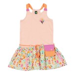 Nanö NANÖ - Sleeveless striped tunic with belt and small bag and skirt with summer print 'Vacation moments'