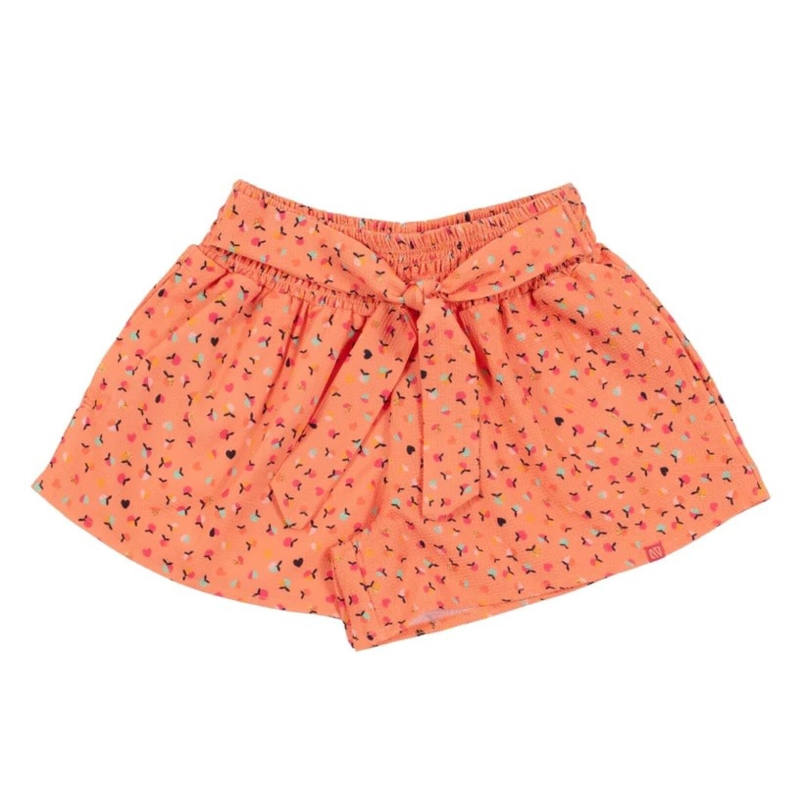 Nanö NANÖ - Coral shorts with decorative belt 'Pic-nic in the sun'