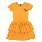 Nanö NANÖ - Sunflower yellow dress with floral embroidery at shoulder 'Pic-nic in the sun'