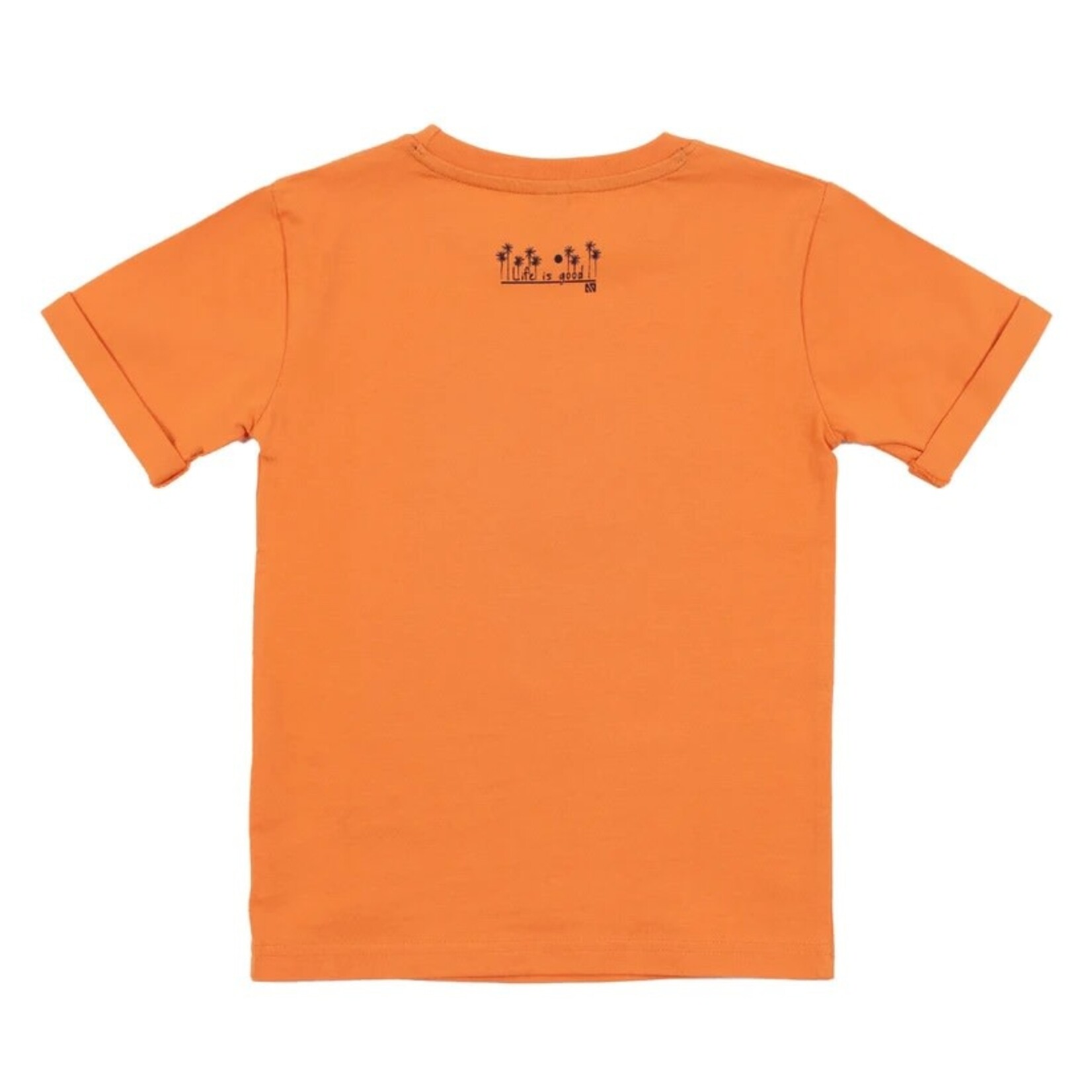 Nanö NANÖ - T-shirt à manches courtes orange avec imprimé de crabes à la plage - 'Cap sur la méditerranée'