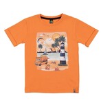 Nanö NANÖ - T-shirt à manches courtes orange avec imprimé de crabes à la plage - 'Cap sur la méditerranée'