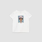 Miles the label MILES THE LABEL - T-shirt à manches courtes blanc à imprimé de portrait avec couronne de fleurs