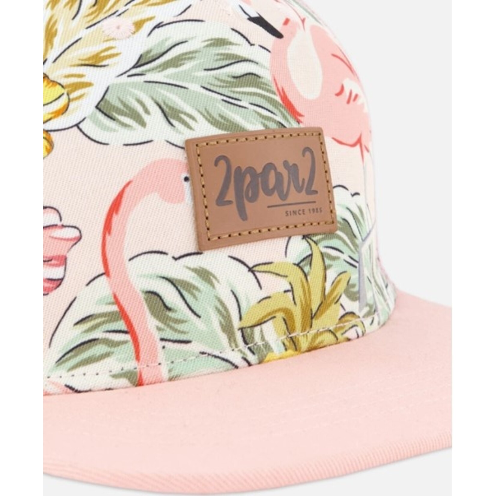 Deux par Deux DEUX PAR DEUX - Pink Flamingos and Tropical Flowers Print Cap with Mesh Back