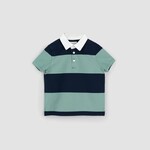 Miles the label MILES THE LABEL - Navy and Seafoam Yarn-Dyed Stripe Rugby Top