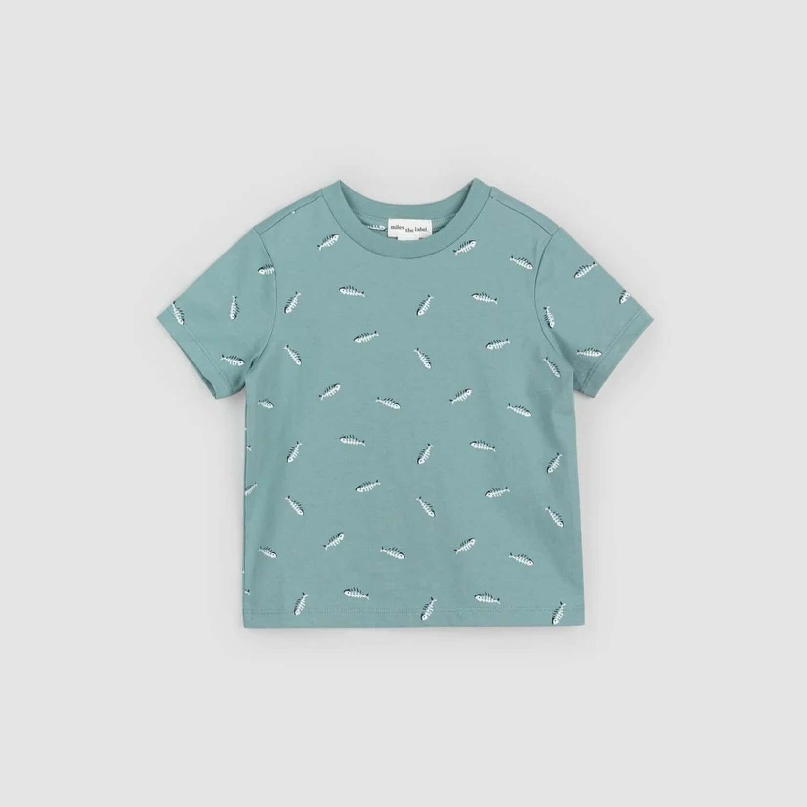 Miles the label MILES THE LABEL - T-shirt à manches courtes sarcelle avec imprimé de squelettes de poissons