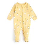 Petit Lem PETIT LEM - Yellow baby pyjamas with cockatoo print