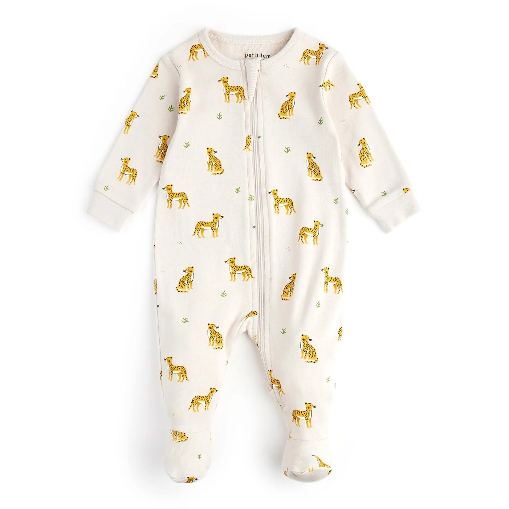 Petit Lem PETIT LEM - Pyjama bébé beige avec motif de léopards