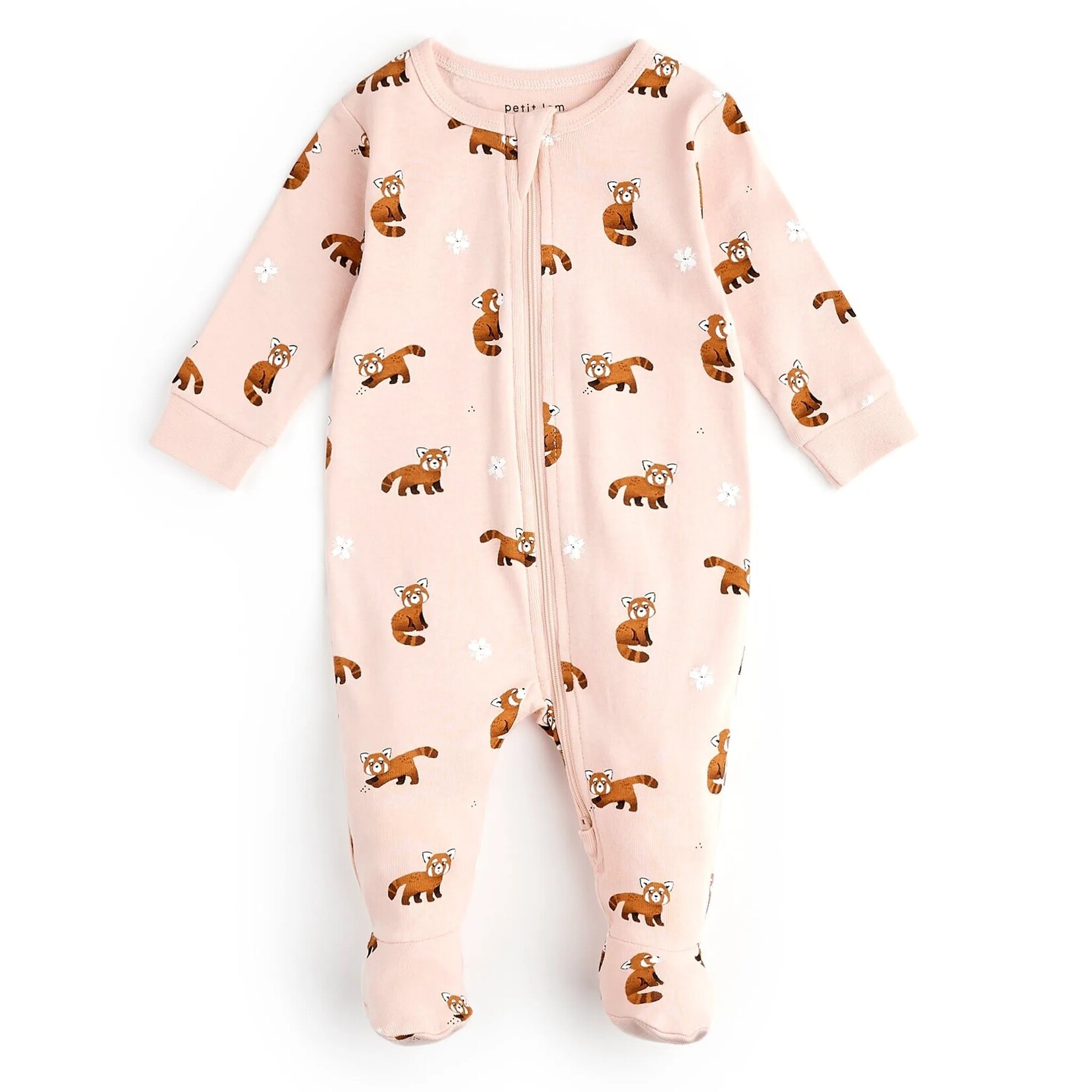 Petit Lem PETIT LEM - Pyjama de bébé rose avec imprimé de pandas roux