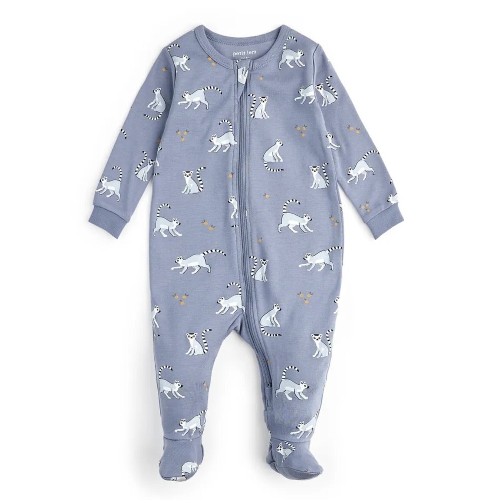 Petit Lem PETIT LEM - Pyjama bébé bleu gris avec motif de lémurs
