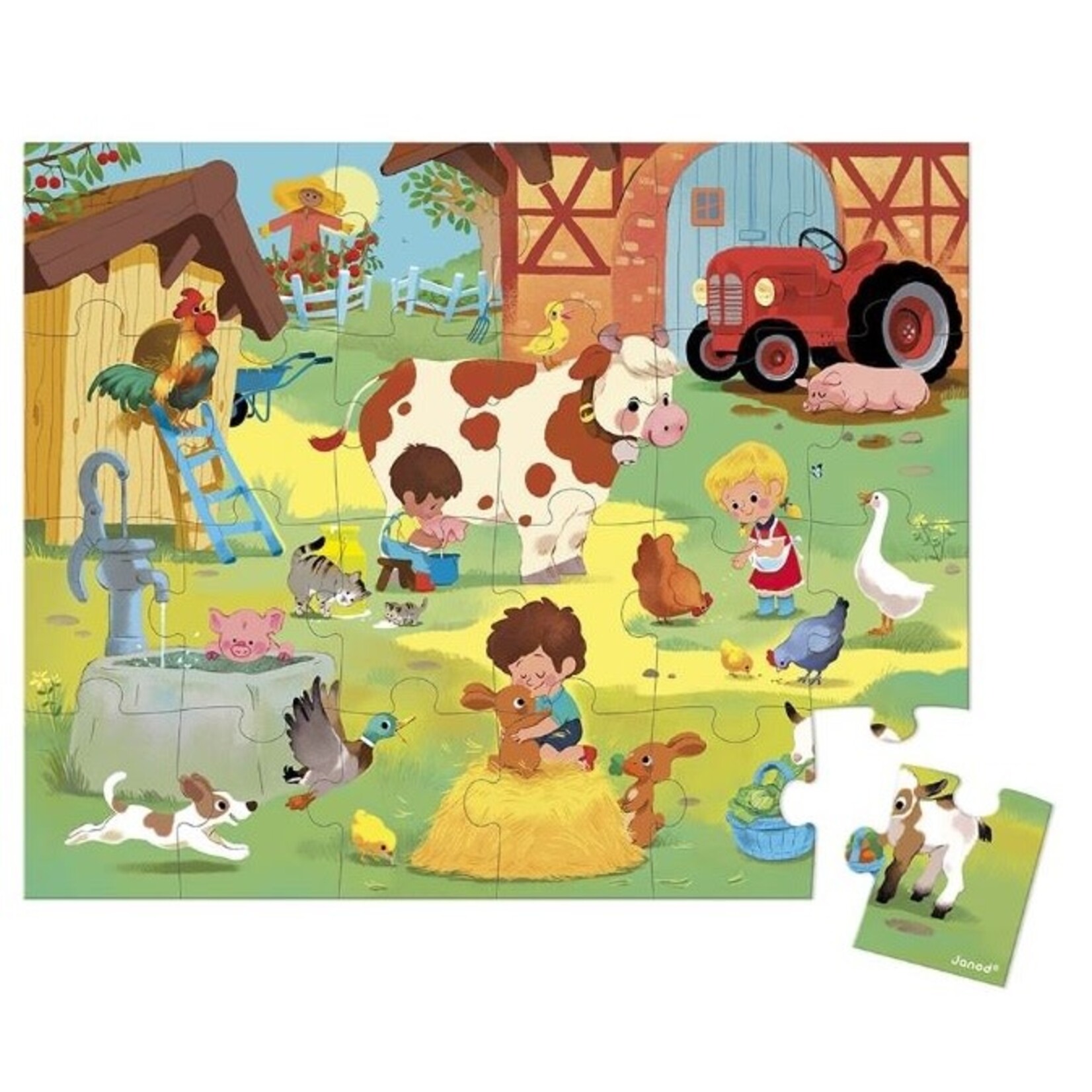 Janod JANOD - Observation puzzle with case - A day at the farm - 20 pieces