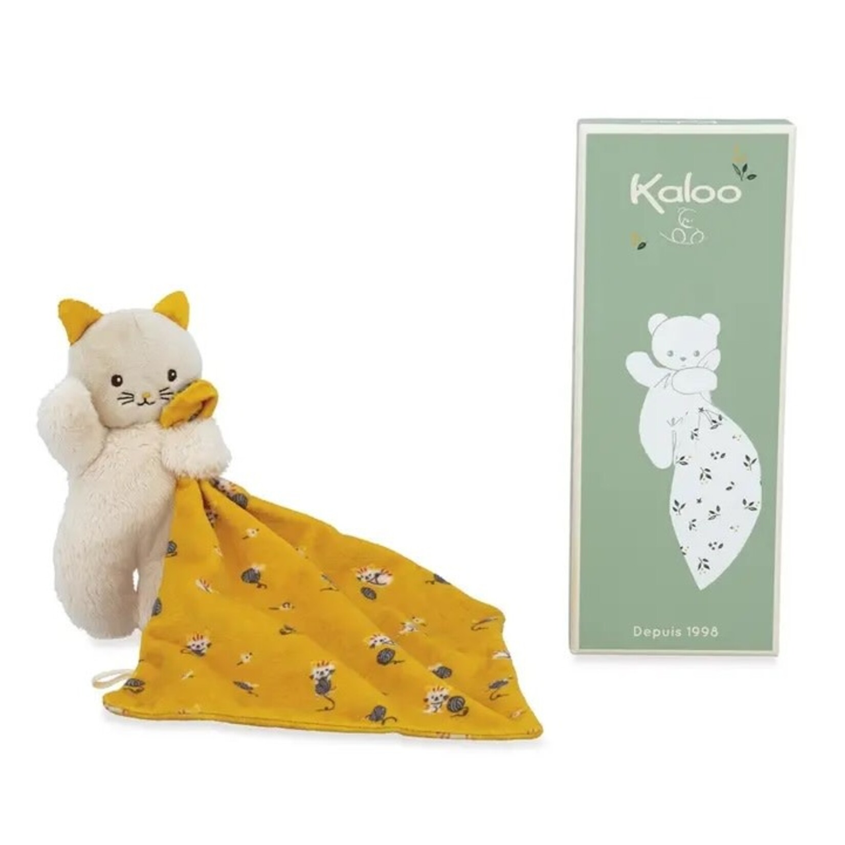 Kaloo KALOO - Doudou carrée  avec peluche - Chat jaune
