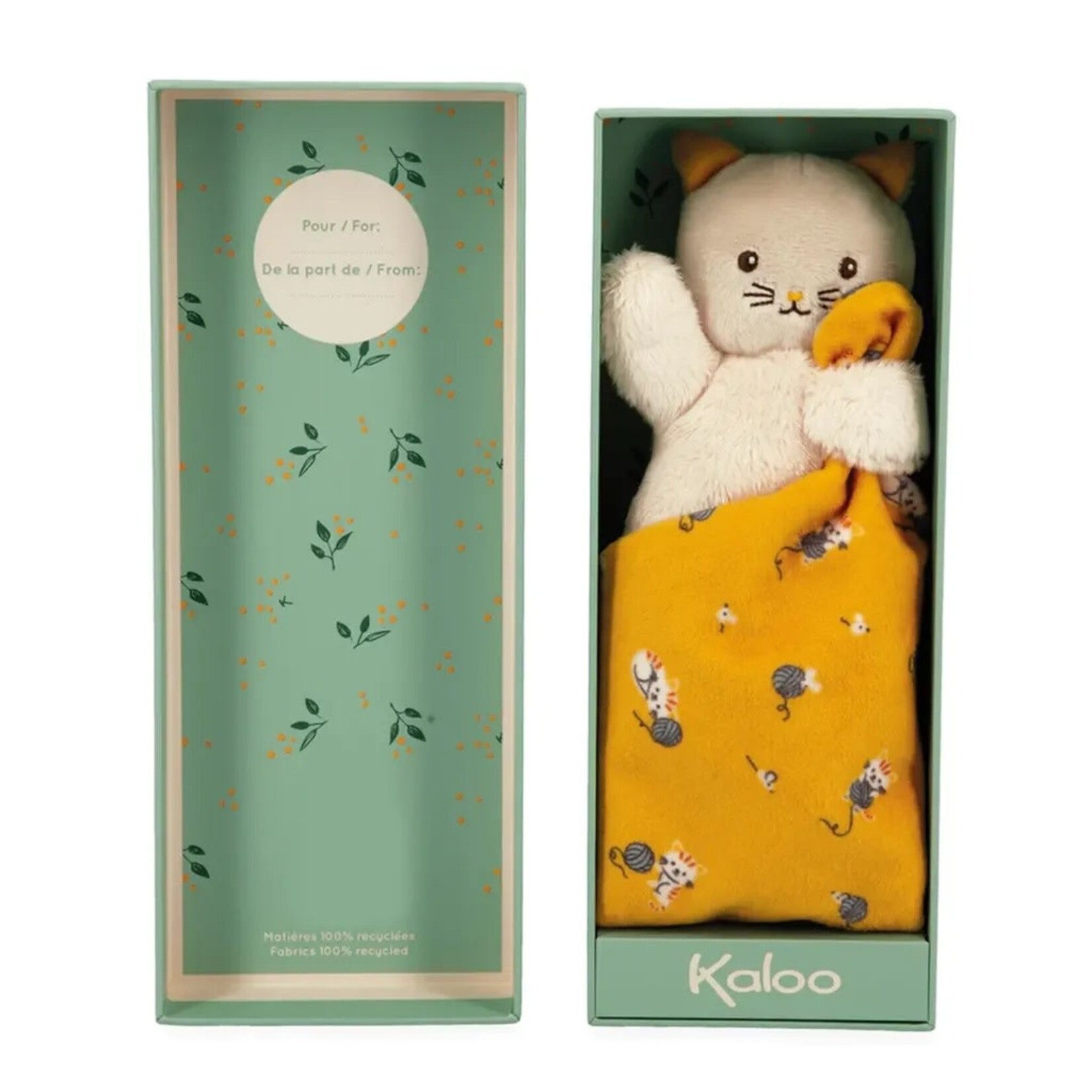 Kaloo KALOO - Doudou carrée  avec peluche - Chat jaune