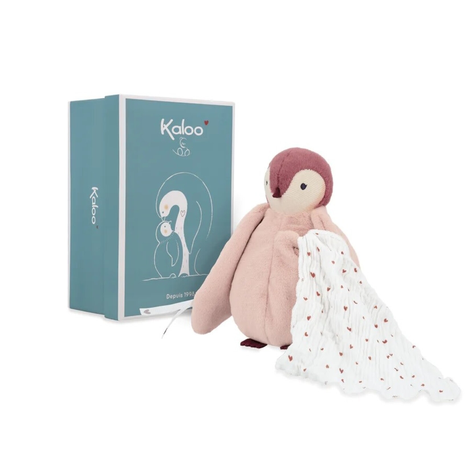 Kaloo KALOO - Peluche à bisous avec doudou dans la poche - Manchot rose