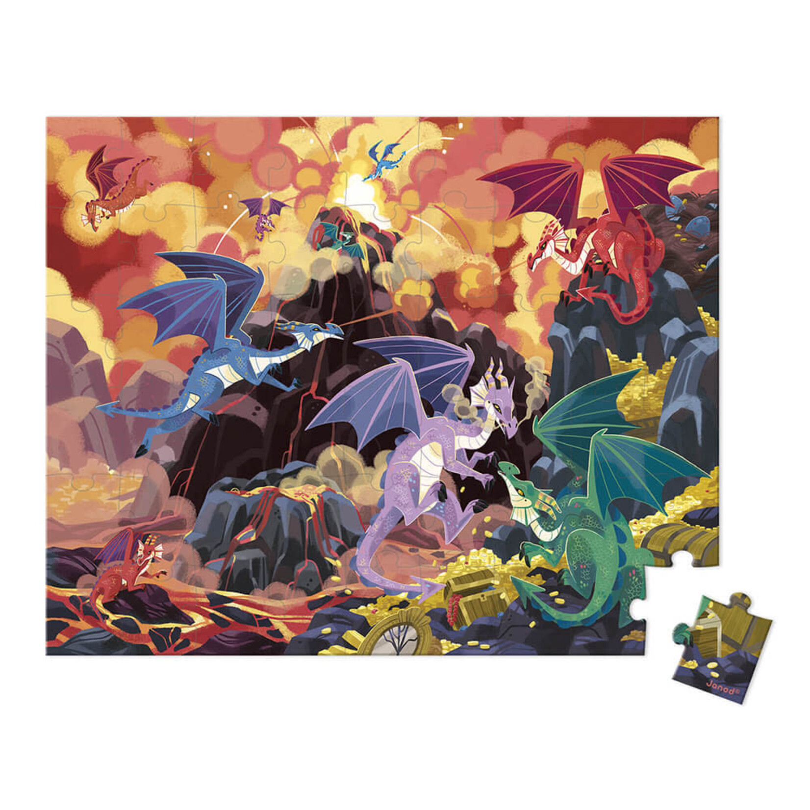 Janod JANOD - Observation puzzle with suitcase - Land of Dragons - 54 pieces