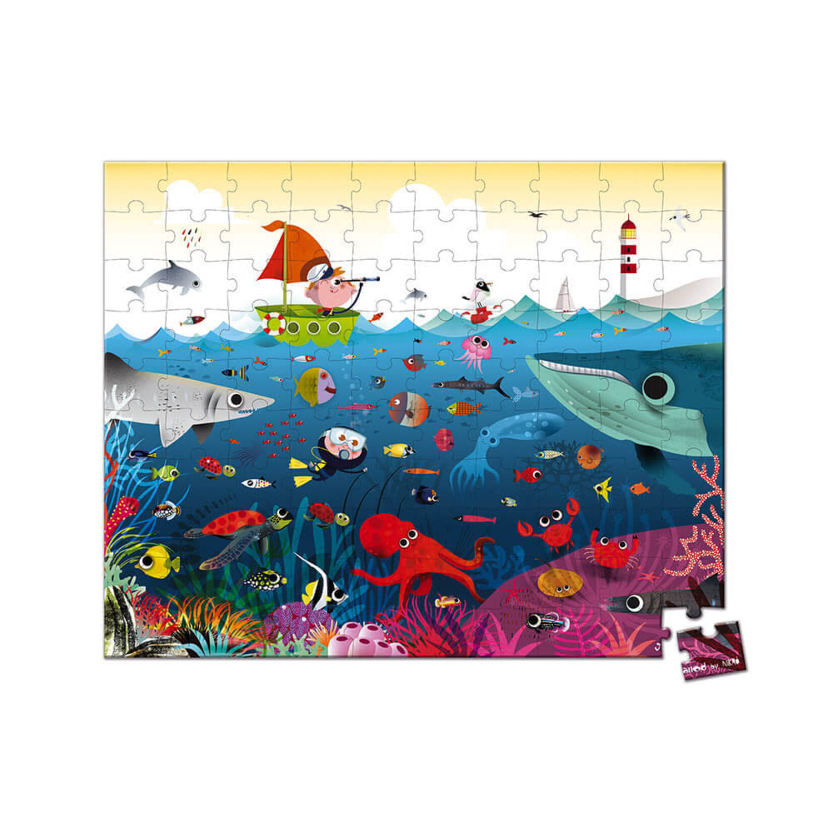 Janod JANOD - Observation puzzle with suitcase - The Underwater World - 100 pieces