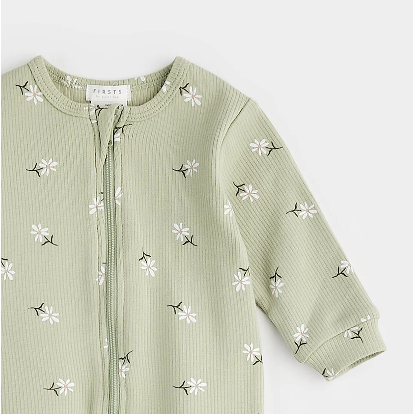 Petit Lem PETIT LEM - Green rib pyjama with daisy print