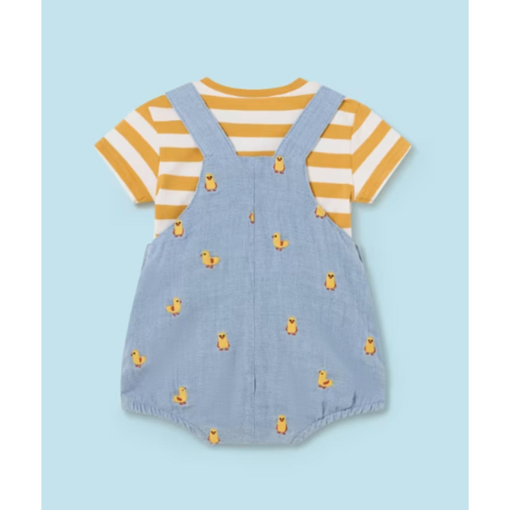 Mayoral MAYORAL - Two-piece set - duck overalls and yellow stripped shirt