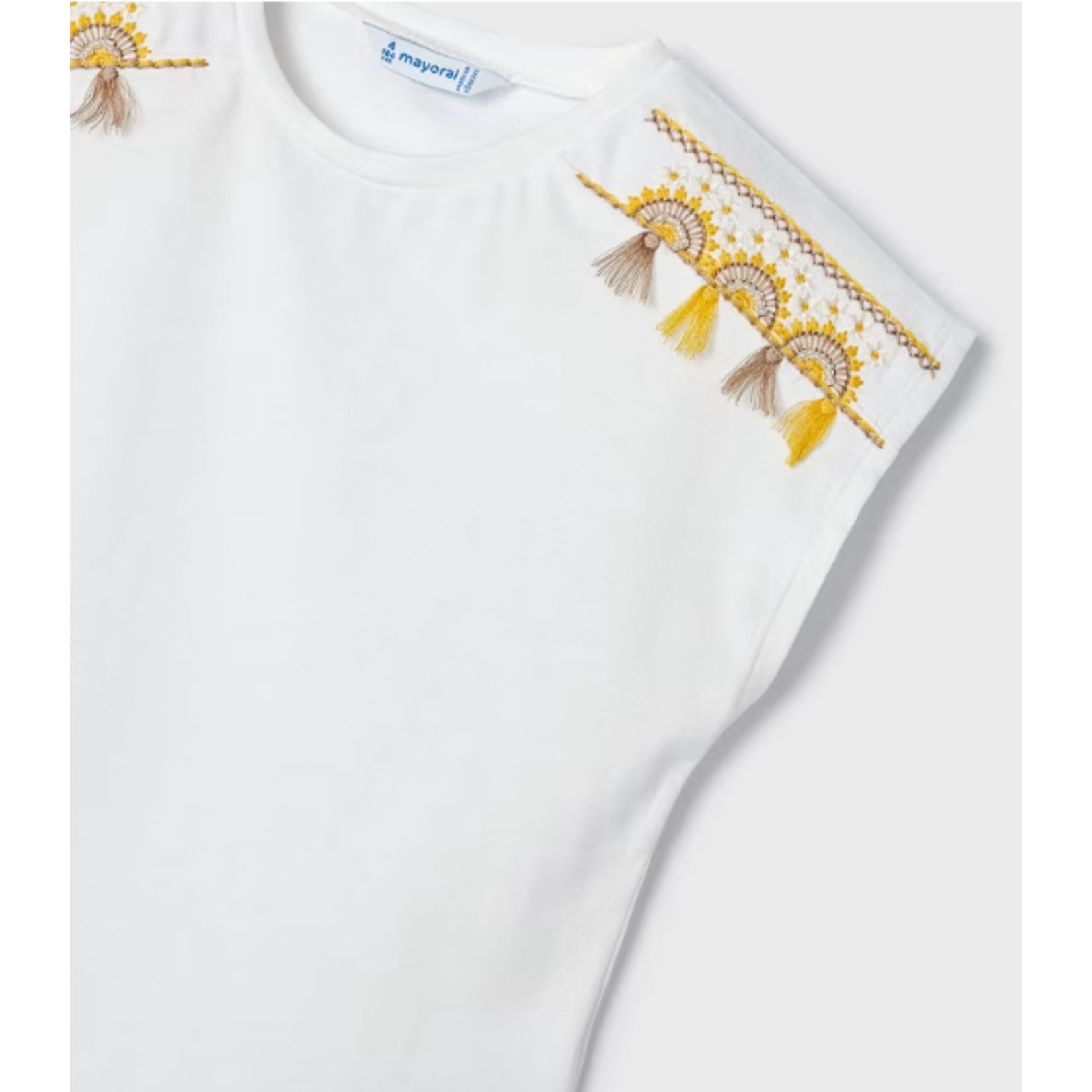 Mayoral MAYORAL - T-shirt sans manches blanc avec décorations aux épaules