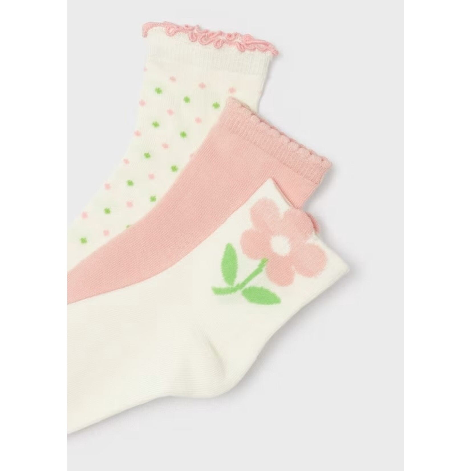 Mayoral MAYORAL - Pack of 3 Pairs of Socks 'Pink, Cream, Flower'