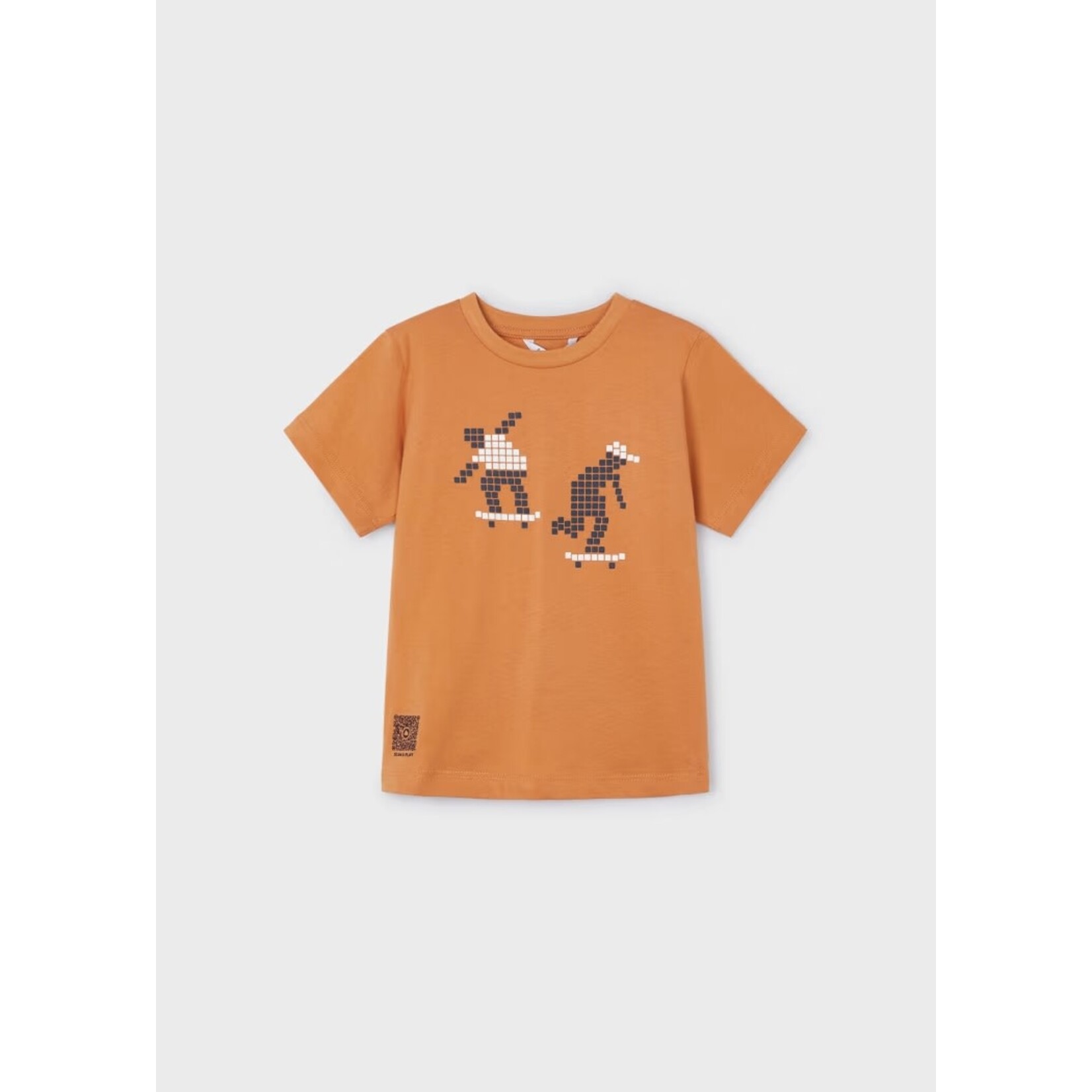 Mayoral MAYORAL - T-shirt à manches courtes orange avec imprimé géométrique de planchistes