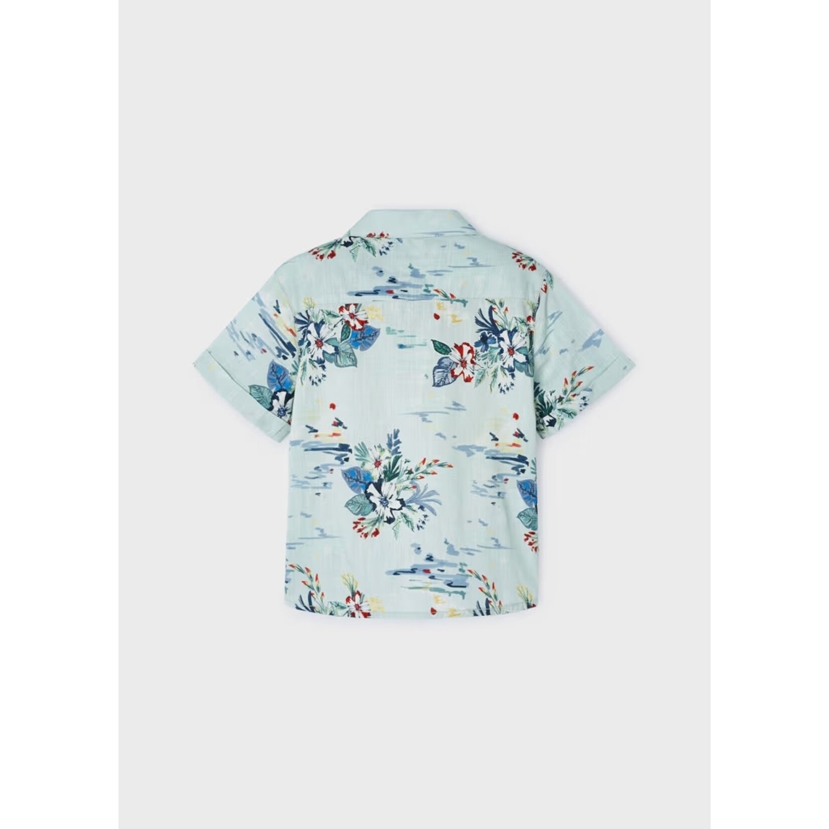 Mayoral MAYORAL - Mint green short-sleeved shirt with tropical flower print