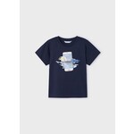 Mayoral MAYORAL - T-shirt à manches courtes bleu marine avec imprimé de photographie d'un paysage