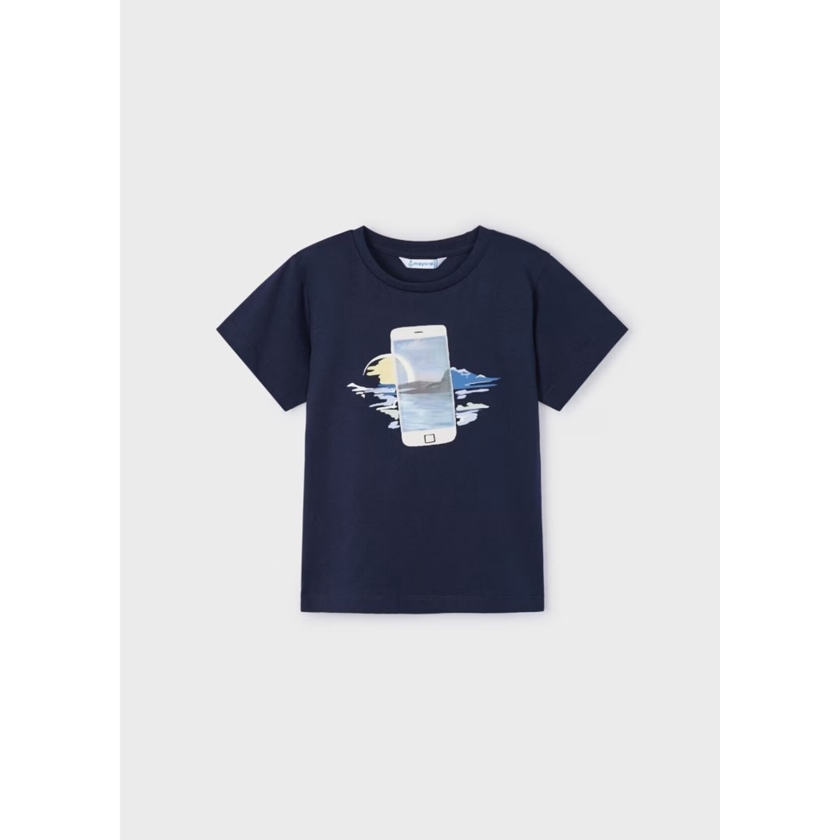 Mayoral MAYORAL - T-shirt à manches courtes bleu marine avec imprimé de photographie d'un paysage