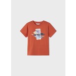 Mayoral MAYORAL - Orange-red short-sleeved t-shirt with landscape photography print