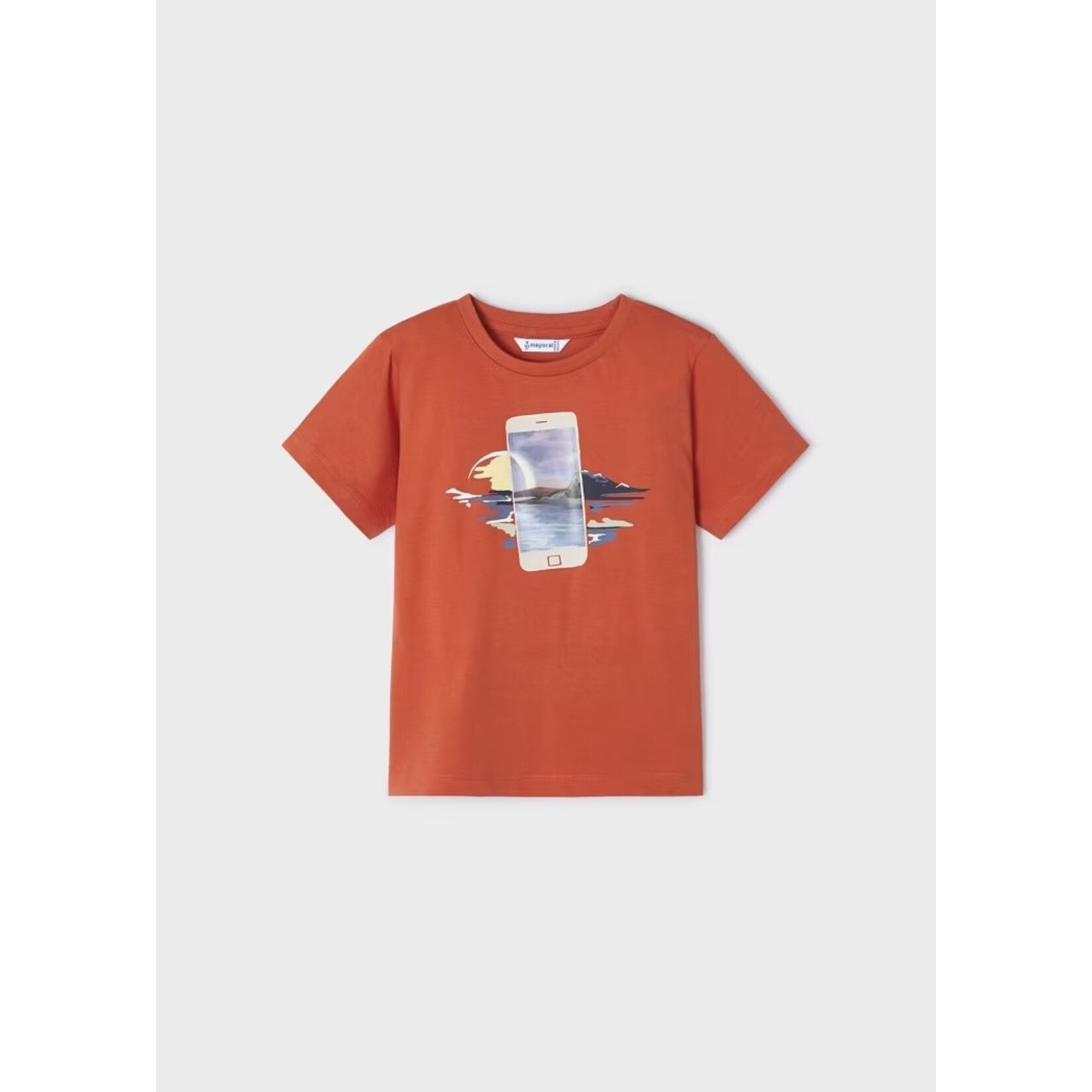 Mayoral MAYORAL - Orange-red short-sleeved t-shirt with landscape photography print