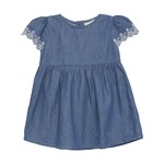 Enfant ENFANT - Denim-like dress with white embroderies on shoulders