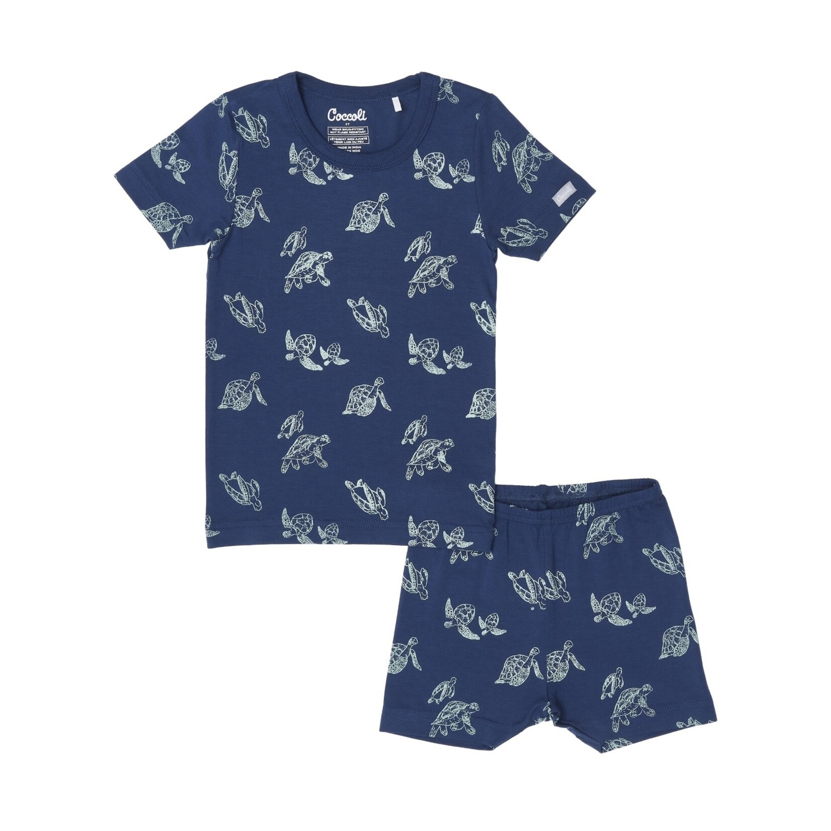 Coccoli COCCOLI - Pyjama court deux pièces marine avec motifs de tortues de mer