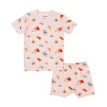 Coccoli COCCOLI - Pale pink two-piece short pyjamas with beach accessory designs