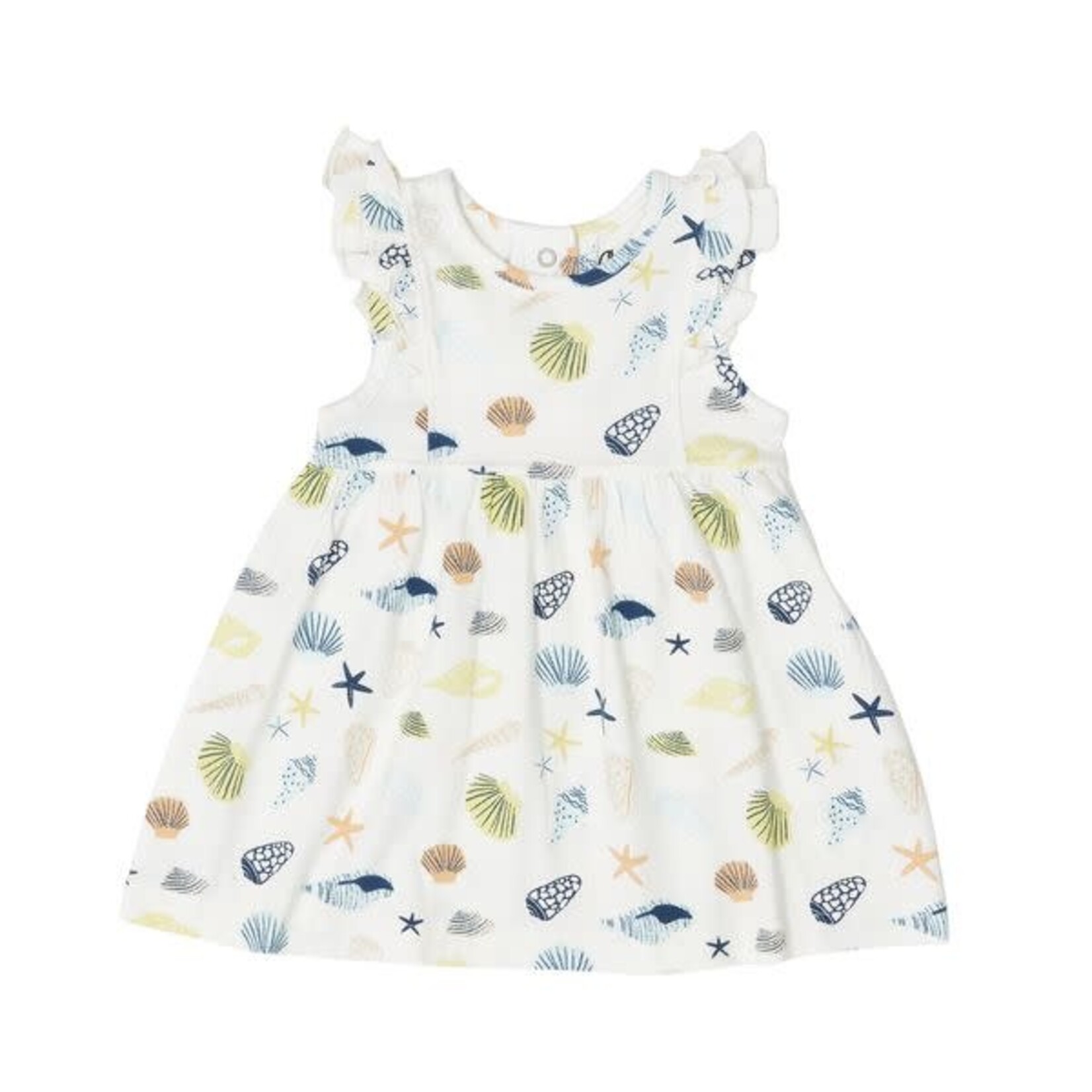 Coccoli COCCOLI - Shortsleeve Dress with Frills and Shell Print