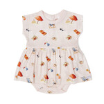 Coccoli COCCOLI - Short-sleeved Modal Dress with Integrated Onesie with Beach Accessory Pattern