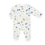 Coccoli COCCOLI - Pyjama de bébé une pièce blanc avec motif de coquillages