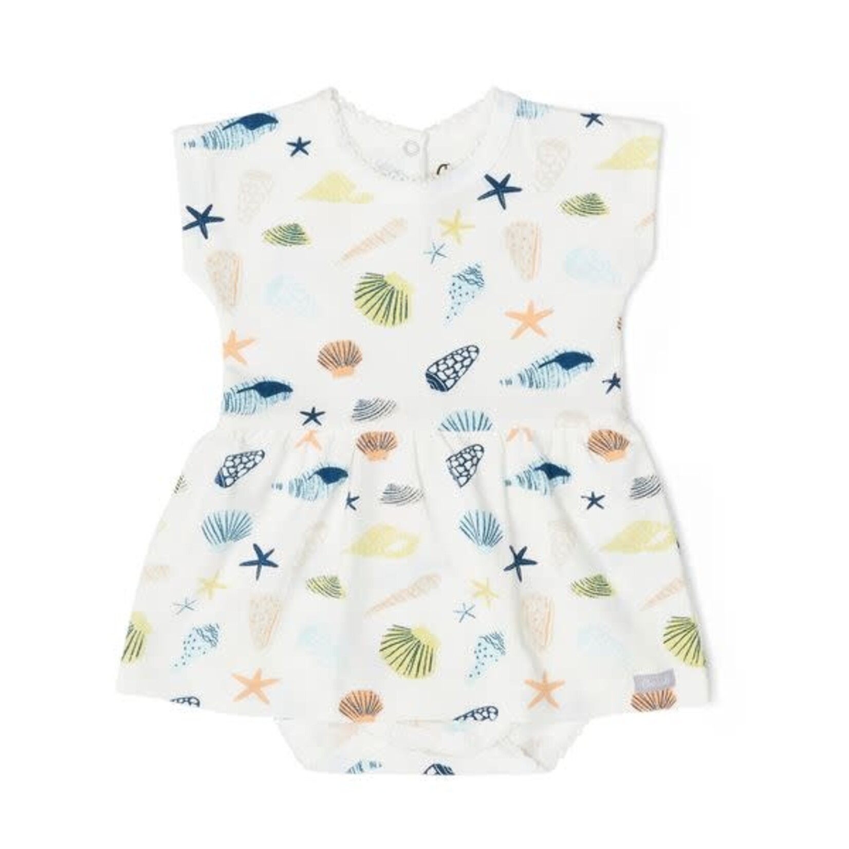 Coccoli COCCOLI - Short-sleeved Modal Dress with Integrated Onesie with Shell Pattern