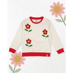 Lilly+Sid LILLY+SID - Cream Sweatshirt with Red Flower Embroidery