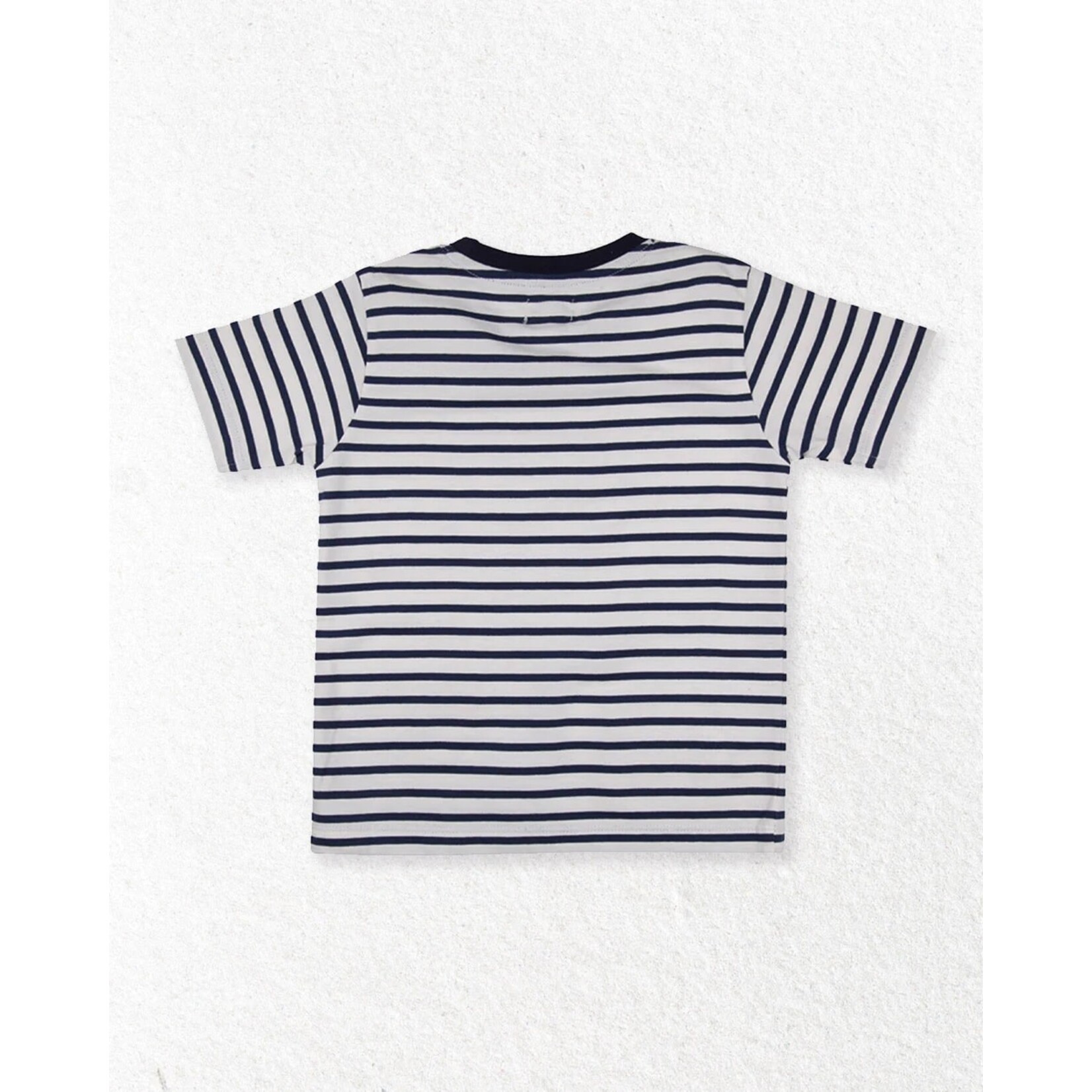 Lilly+Sid LILLY+SID - Short Sleeve Striped T-shirt with Busy Bee Appliqué