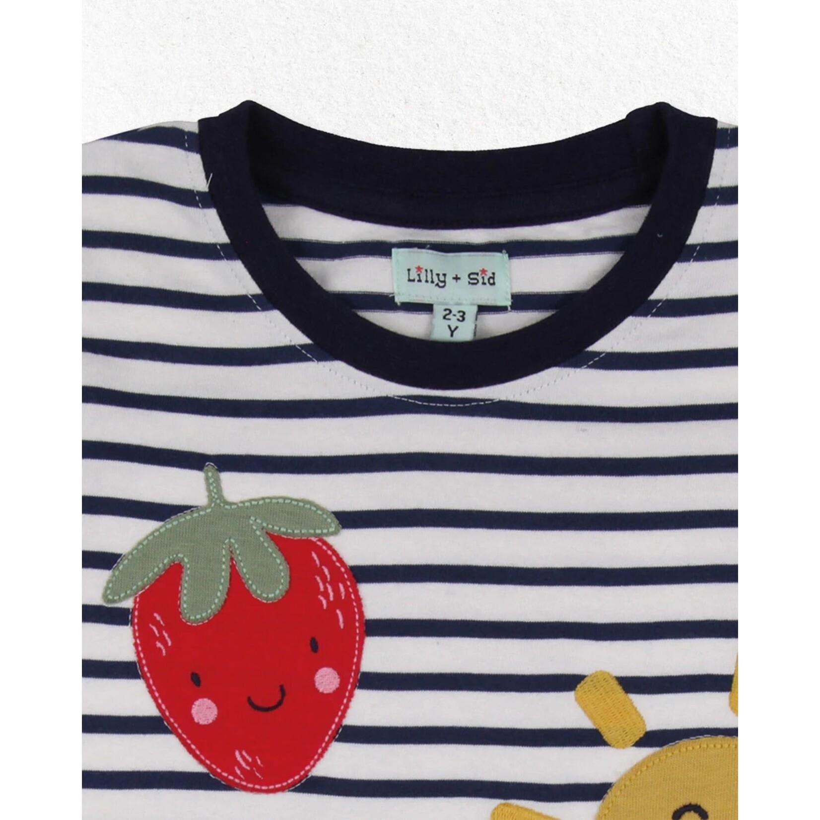 Lilly+Sid LILLY+SID - Short Sleeve Striped T-shirt with Busy Bee Appliqué