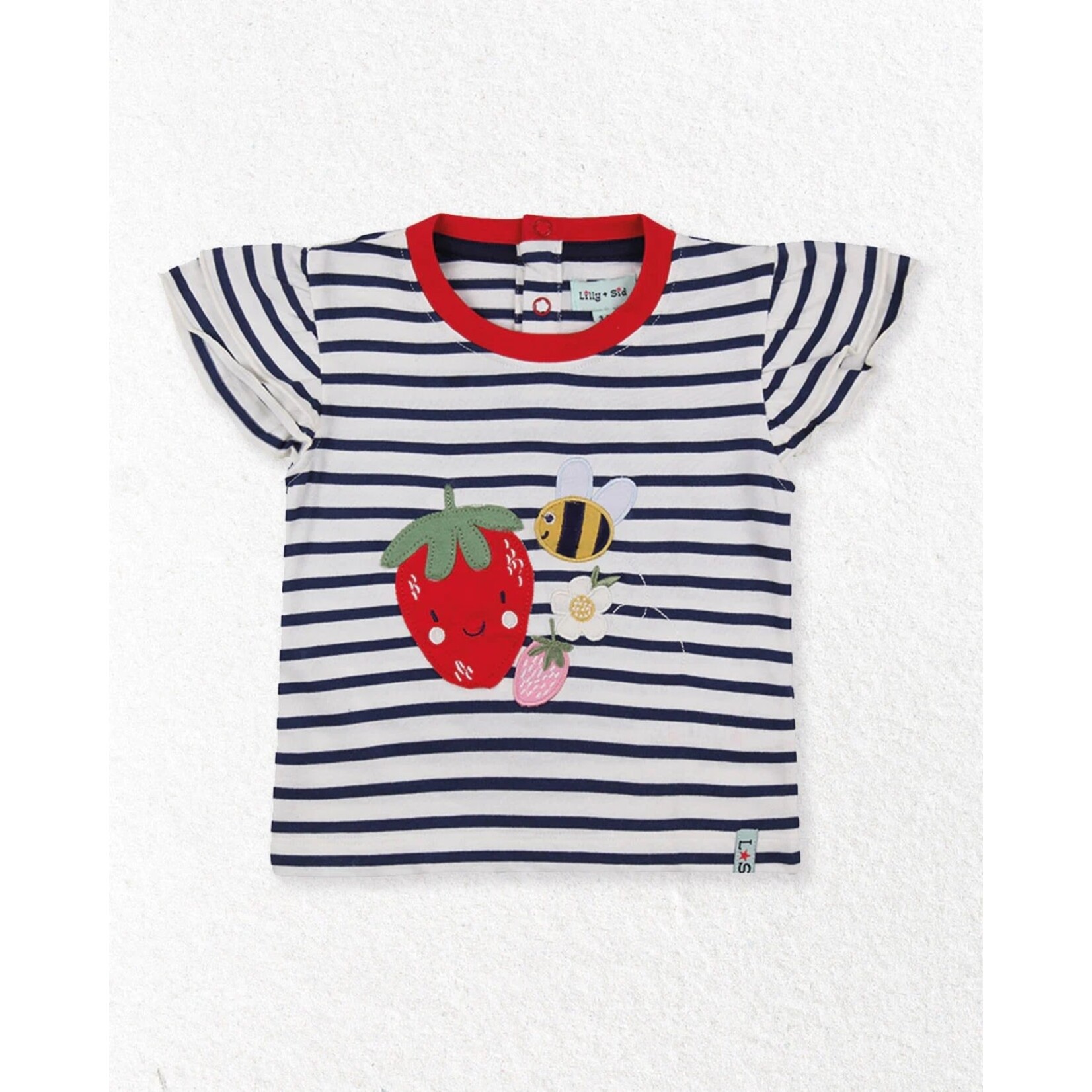 Lilly+Sid LILLY+SID - Two-piece Set - Striped T-Shirt with Busy Bee Appliqué and Matching Shorts