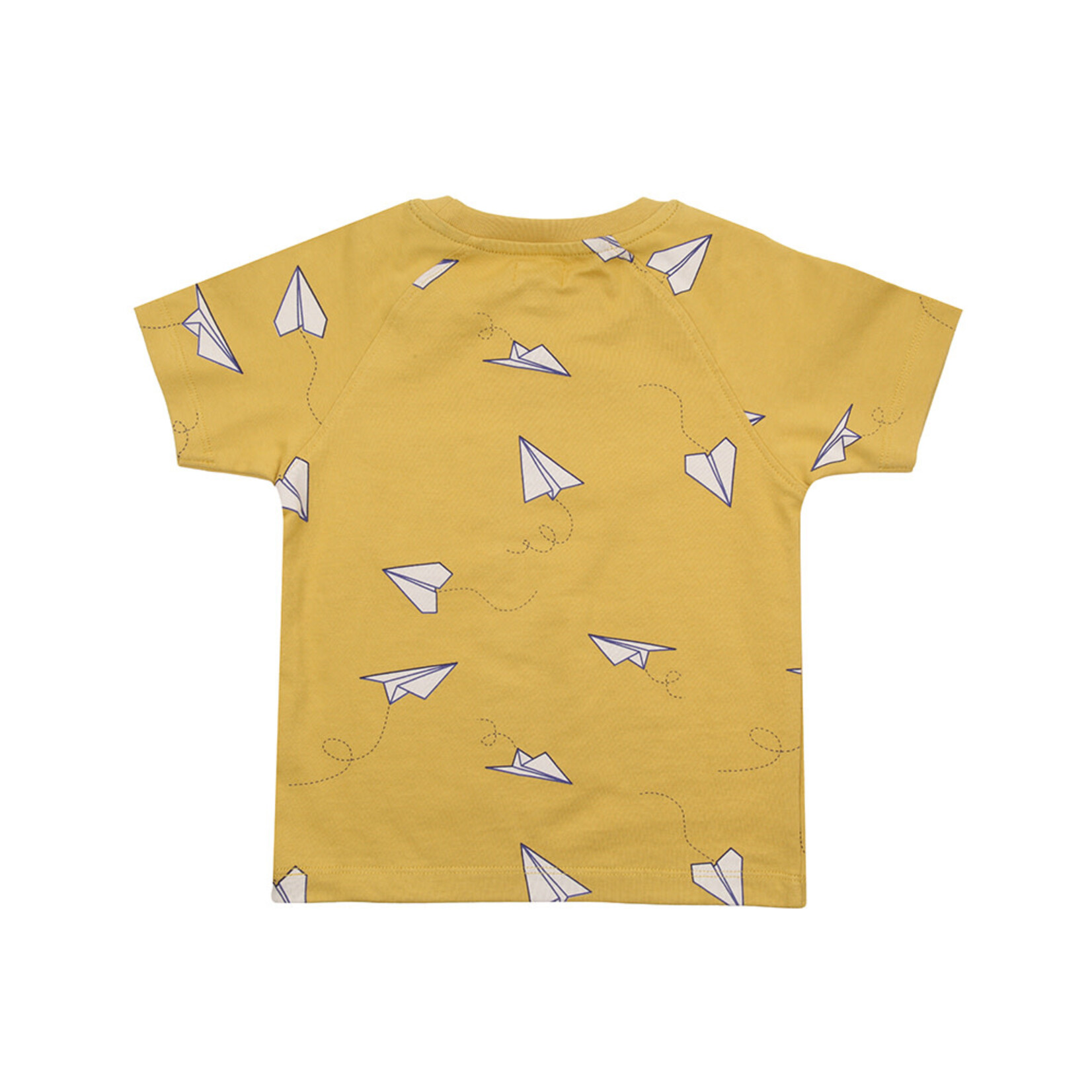 Lilly+Sid LILLY+SID - T-shirt à manches courtes jaune moutarde avec imprimé d'avions en papier