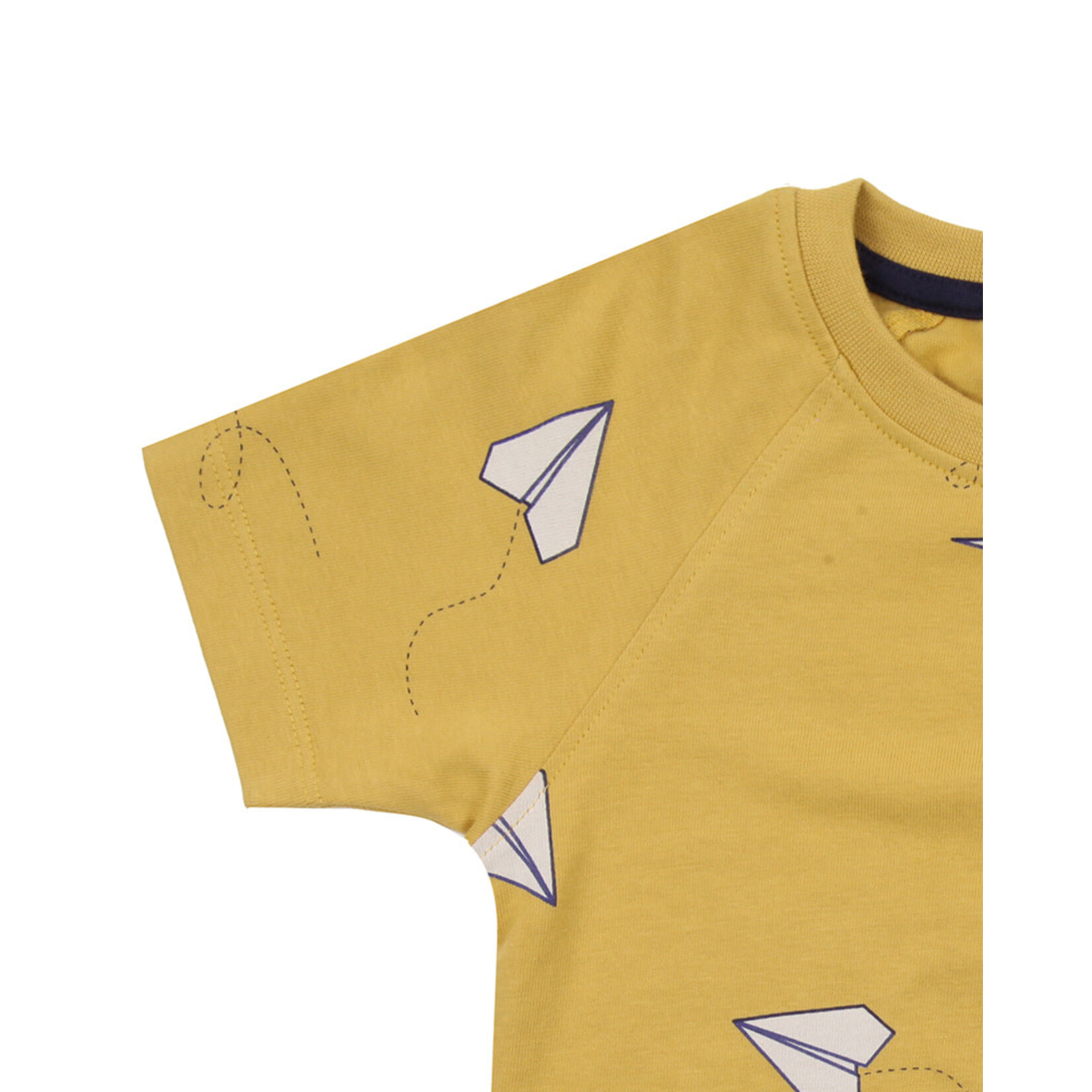 Lilly+Sid LILLY+SID - Mustard Yellow Short Sleeve T-Shirt with Paper Plane Print