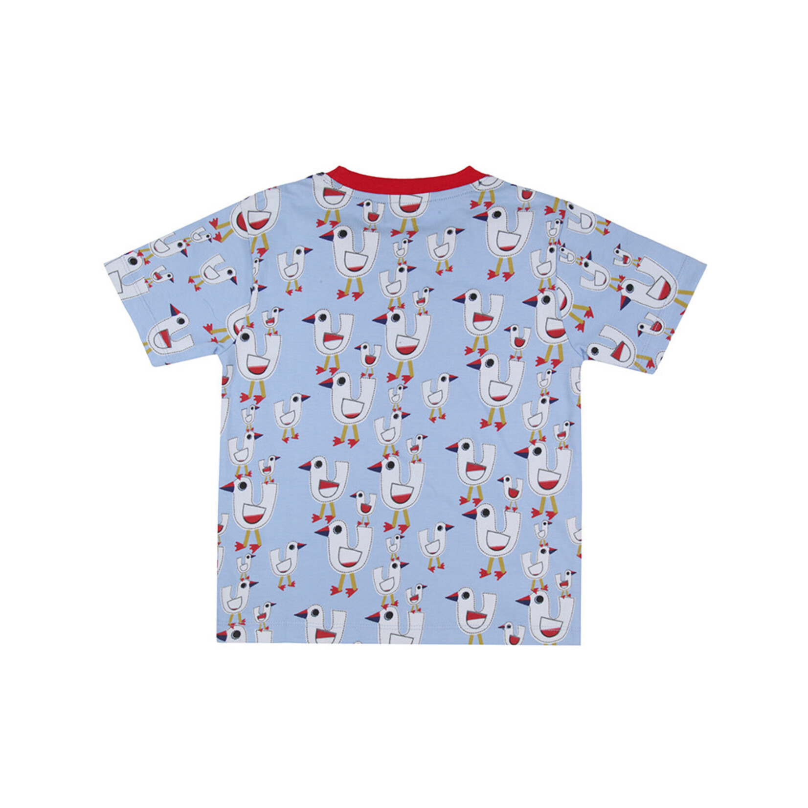 Lilly+Sid LILLY+SID - Pack of 2 T-Shirts - Seagull Print on Light Blue Background and Red Stripes with Navy Pocket