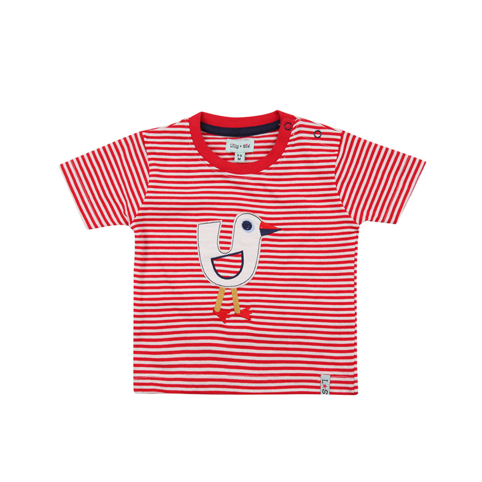 Lilly+Sid LILLY+SID - Two-piece Set - Red Striped T-shirt with Seagull Appliqué and Matching Shorts