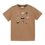 Minymo MINYMO - Beige brown t-shirt with print of 9 sushi dogs